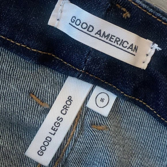 Good American Good Legs Crop Jeans High Rise Dark Wash Women's 16 - Picture 6 of 9